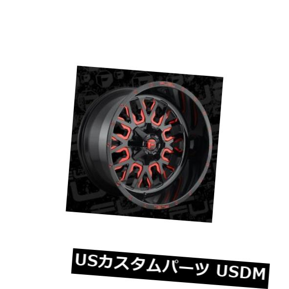 ホイール 4本セット 22x12 ET-44燃料D612ストローク5x114.3 / 5x127ブラックw /キャンディーレッドリム（4個セの通販は