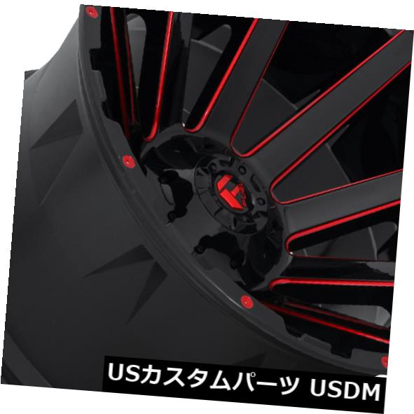 ホイール 4本セット 24x14 ET-75 Fuel D643 Contra 8x165.1 Black w / Candy Red Whの通販は