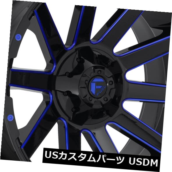 ホイール 4本セット 24x14 ET-75 Fuel D644 Contra 8x165.1 Black w / Candy Blue Wの通販は