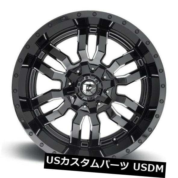 ホイール 4本セット 22x12フューエルD595 8x170 ET-44ブラックリム（4個セット）  22x12 FUEL D595 8xの通販は