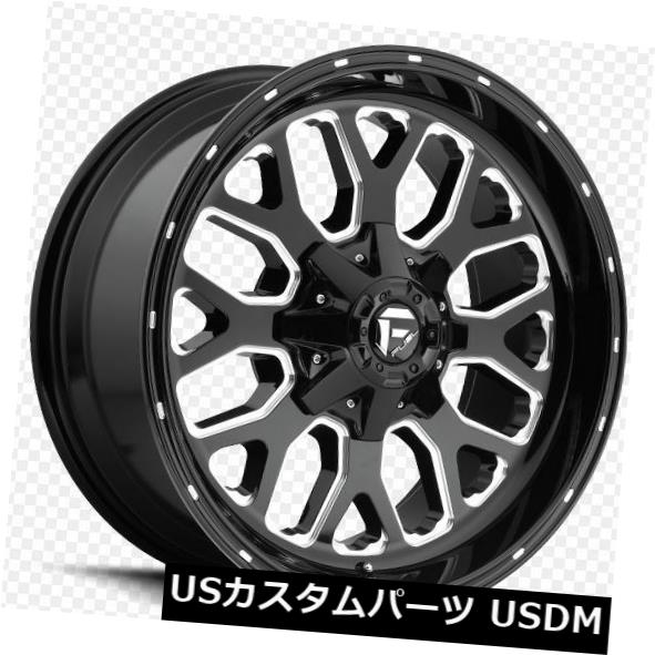 ホイール 4本セット 22x12フューエルD588 8x6.5 ET-44ブラックリム（4個セット）  22x12 FUEL D588 8x