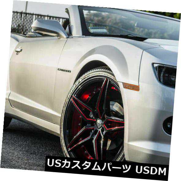 ホイール 4本セット 20 "スタッガードマーキーホイール3259ブラックレッドインナーリムフィットクライスラー300  20" Staggの通販は