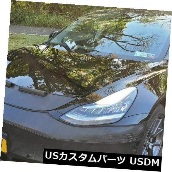 コルガンCFフロントエンドマスクブラ2個。 Tesla Model 3 2018-2019 W / License、no sensに適合