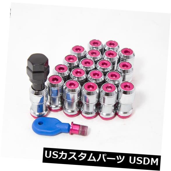 20個Aodhan Xt45クロームレッド拡張ダストキャップラグナットリムチューナー12X1.5 Wキー 