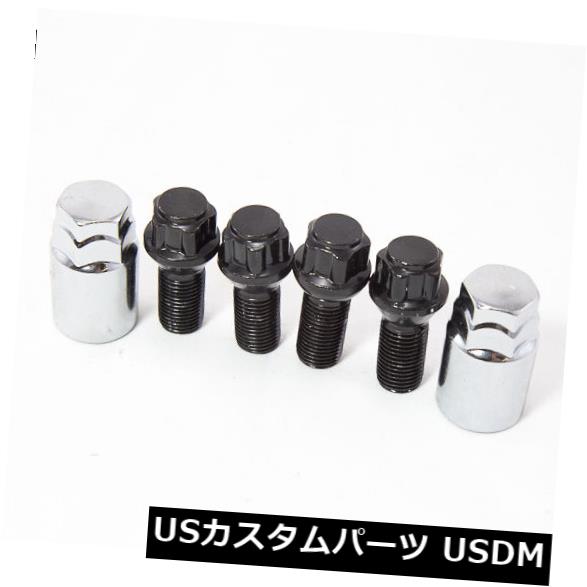 4個W /キー12X1.25アオダンロックブラックラグボルトフィット
