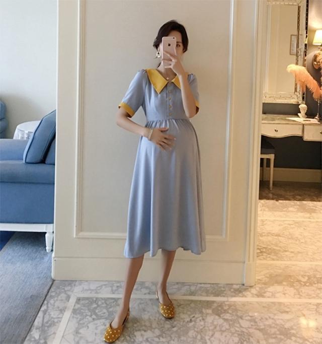 マタニティ ワンピース マタニティウェア ドレス 春 夏 授乳 結婚式 パーティー 襟付き レトロ 半袖 前開きボタン 大きいサイズ ゆったりの通販はau Pay マーケット マタニティウエア 専門店 Fairy Shop