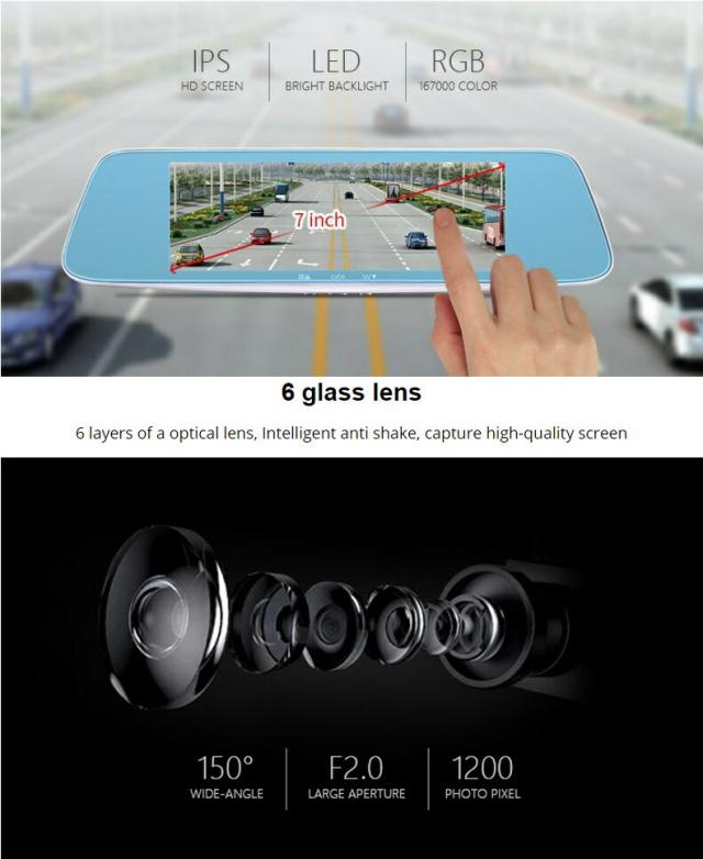 送料無料】ドライブレコーダー 7インチ 前後カメラ同時録画 バック