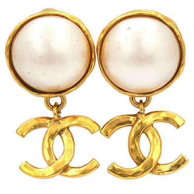 シャネル イヤリング ゴールド ココマーク 美品 レア GP 中古 95 P CHANEL アクセサリー 刻印有 パール ヴィンテージ スイング 人気  レディース ジュエリー 大ぶり アクセ 宝飾 両耳用 クリップ式 エレガント レディースジュエリー プレゼント 本物 鑑定済みの通販はau ...