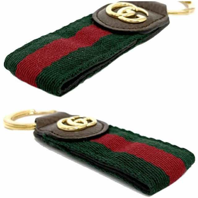 グッチ キーホルダー グリーン レッド ブラウン ゴールド シェリー GG 