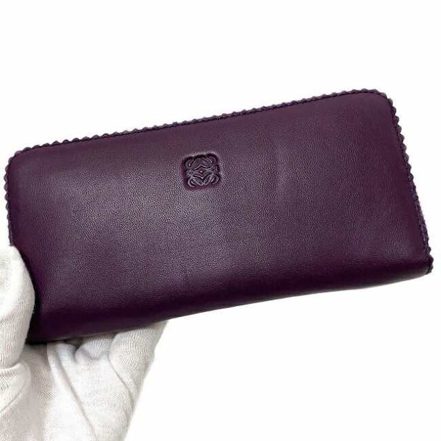 ロエベ ラウンドファスナー 長財布 パープル アナグラム 美品 レザー ナッパレザー 中古 LOEWE 財布 ロゴ シンプル ヴィンテージ 小銭入|au PAY マーケット