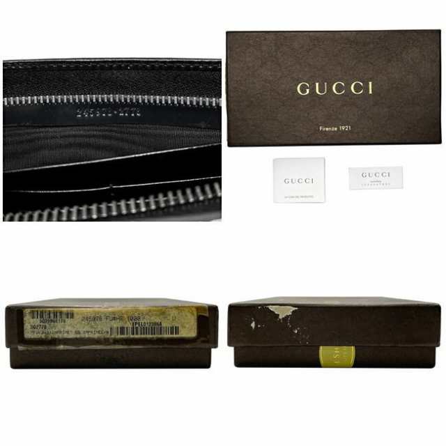 グッチ Ｌ字ファスナー 長財布 ブラック インプリメ 245978 財布 PVC レザー 中古 GUCCI ファスナー シンプル コーティングレザー Ｌ字 