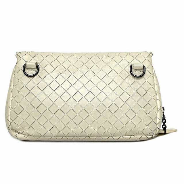 ボッテガヴェネタ ショルダーバッグ ホワイト イントレチャート 309445 美品 レザー 中古 BOTTEGA VENETA ポシェット ミニ  フラップ ヴィ｜au PAY マーケット
