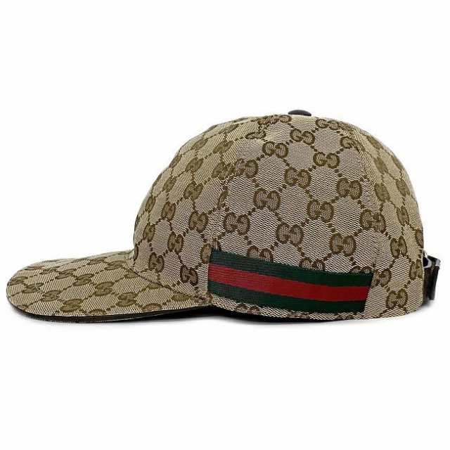 グッチ キャップ ベージュ ブラウン シェリー 200035 美品 Mサイズ 帽子 キャンバス 中古 GUCCI ベースボールキャップ GG 総柄  ロゴ GGキ｜au PAY マーケット