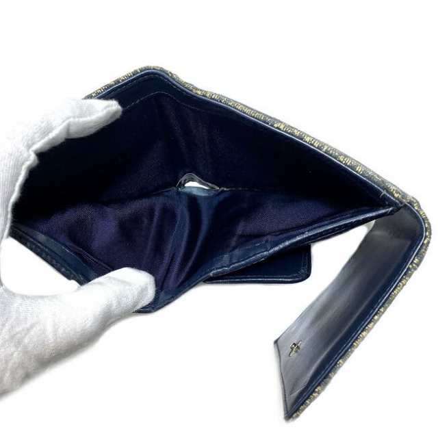 クリスチャン ディオール 三つ折り 財布 ネイビー トロッター 