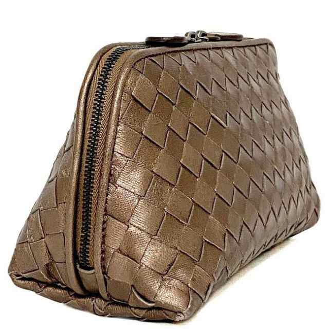 ボッテガヴェネタ ポーチ ゴールド イントレチャート 132534 美品 レザー 中古 BOTTEGA VENETA コスメ 化粧ポーチ 小物入れ  ヴィンテージ｜au PAY マーケット