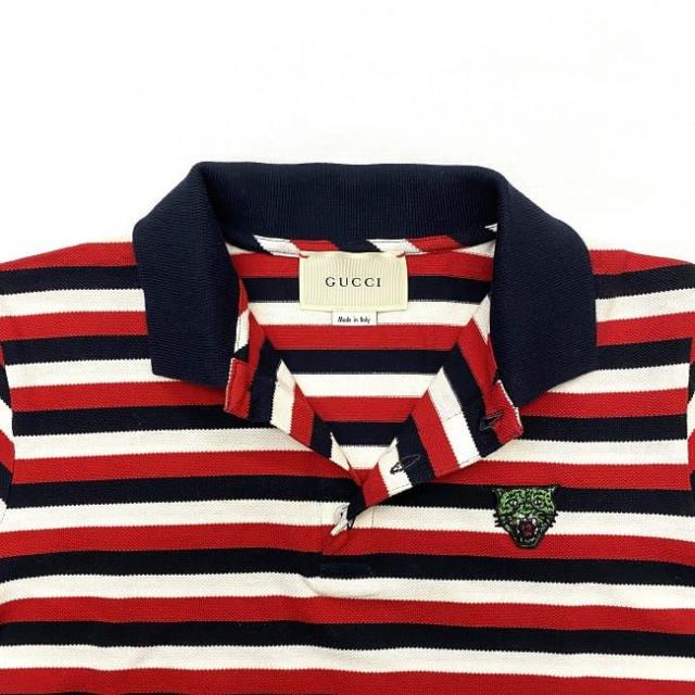 極美品　GUCCI 598956 GGストレッチロゴ 刺繍　ネイビー ポロシャツ 極美品GUCCI 598956 GGストレッチロゴ 刺繍ネイビー ポロシャツ