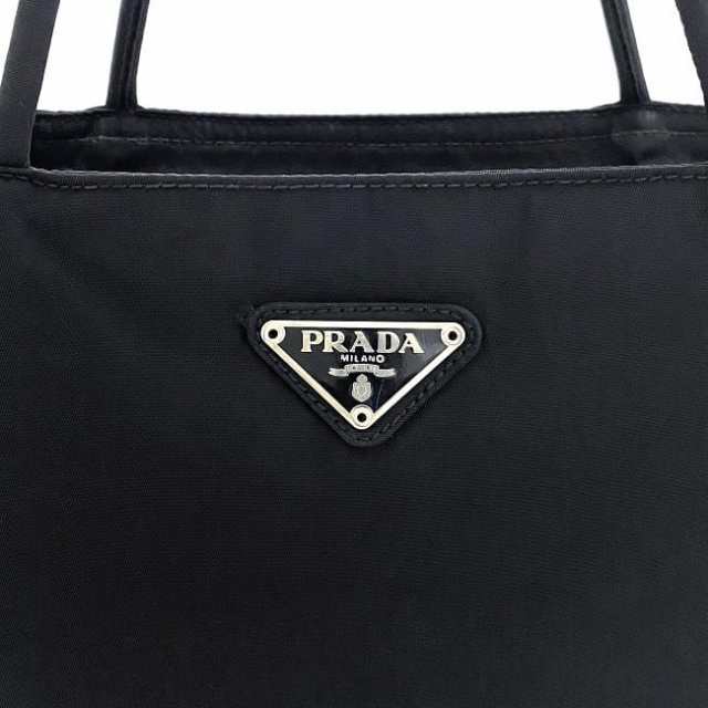 Prada プラダ ハンドバッグ シルバー NERO テスート ロゴ ナイロン