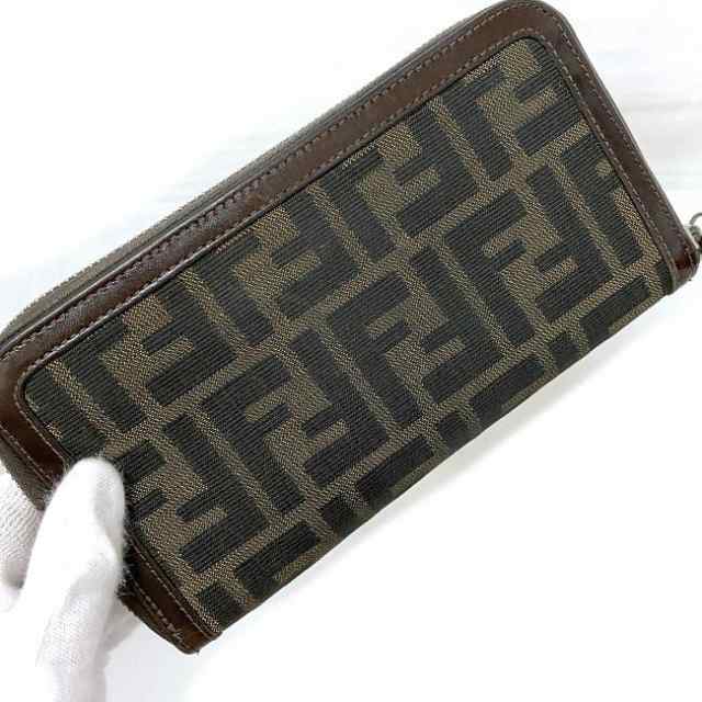 翼_全出品新品　FENDI 長財布　ラウンドファスナー　ズッカ　ブラウン　レザー