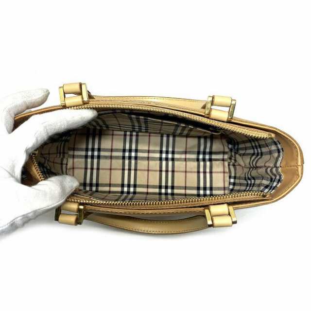 バーバリー ハンドバッグ ベージュ 美品 レザー 中古 BURBERRY ミニ