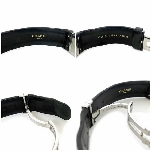 シャネル 腕時計 ブラック シルバー マトラッセ H0116 レディース SS レザー 中古 クオーツ CHANEL 黒 時計 電池 スクエア QZ  ヴィンテーの通販はau PAY マーケット フリマハイクラス