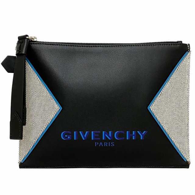 ジバンシィ クラッチバッグ グレー ブラック ブルー BK604PK0SW 449 未使用 美品 ジャガード キャンバス レザー Sランク  GIVENCHY 灰色 ｜au PAY マーケット