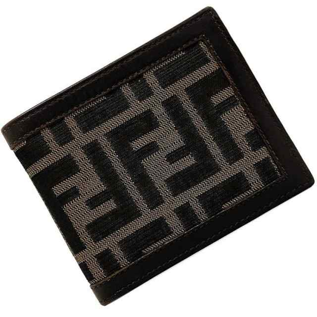 フェンディ 二つ折り 財布 カーキ ブラウン ズッカ 2289 0194 018 札入れ キャンバス レザー 中古 FENDI FF ロゴ 折り財布  ヴィンテージ ｜au PAY マーケット