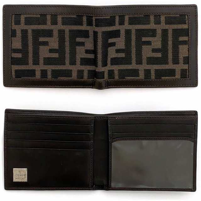 フェンディ 二つ折り 財布 カーキ ブラウン ズッカ 2289 0194 018 札入れ キャンバス レザー 中古 FENDI FF ロゴ 折り財布  ヴィンテージ ｜au PAY マーケット