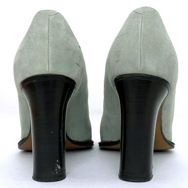 エルメス パンプス ヒール ミントグリーン ブラウン 24.0cm スエード レザー ウッド 中古 HERMES 8.5cm ヒール レディース ポインテッドトゥ ヴィンテージ シンプル シューズ アパレル 定番 人気 女性 通勤 通学 美脚 脚長 無地 高級感 ブランド 本物 鑑定済み