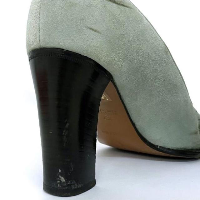 エルメス パンプス ヒール ミントグリーン ブラウン 24.0cm スエード レザー ウッド 中古 HERMES 8.5cm ヒール レディース ポインテッドトゥ ヴィンテージ シンプル シューズ アパレル 定番 人気 女性 通勤 通学 美脚 脚長 無地 高級感 ブランド 本物 鑑定済み
