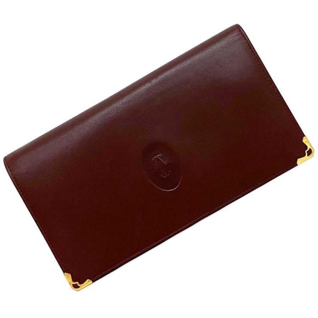 Cartier,財布,ボルドー,レザー,中古 カルティエ CARTIER 二つ折り財布