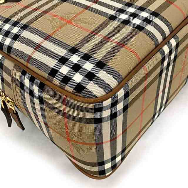 バーバリー ボストン バッグ ベージュ ブラウン ノバチェック 美品 軽い ナイロン キャンバス レザー 中古 BURBERRY 旅行 自立 一泊  二泊｜au PAY マーケット