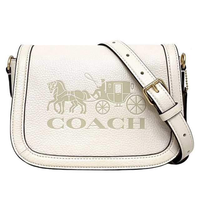 コーチ ショルダーバッグ ホワイト ベージュ ホース アンド キャリッジ C4058 未使用 美品 レザー Sランク COACH 白 フラップ 馬車 ロゴ