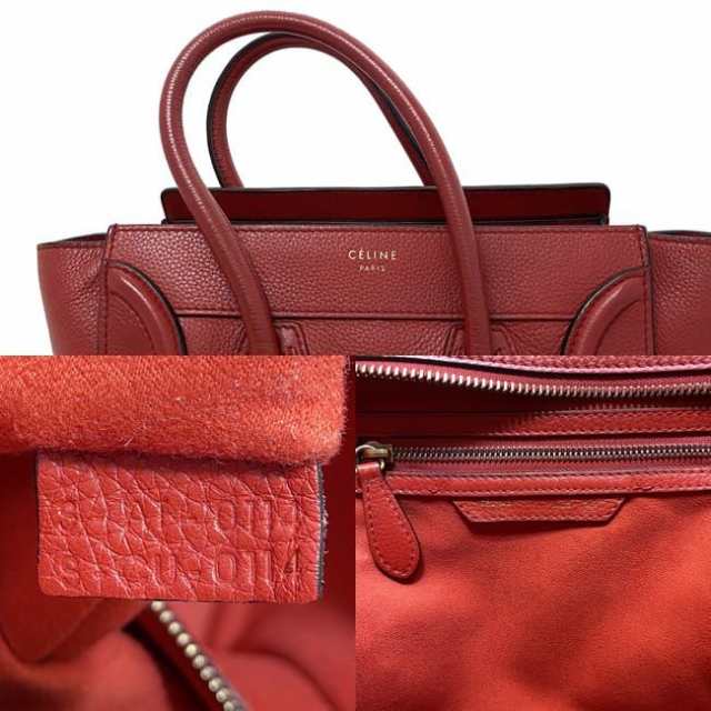 セリーヌ トートバッグ ラゲージ マイクロショッパー レッド 167793 美品 レザー 中古 CELINE 赤 ハンドバッグ 本革 シンプル ヴィンテー