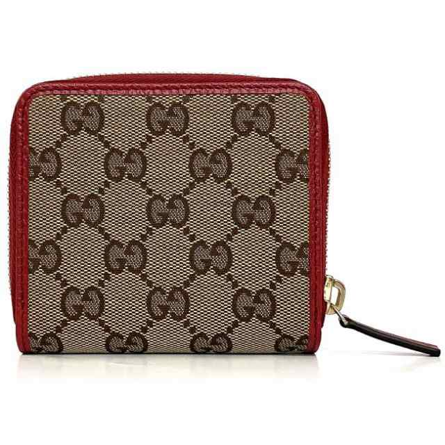 グッチ 二つ折り 財布 ベージュ レッド GG 346056 未使用 美品 キャンバス レザー Sランク GUCCI ホック コンパクト ロゴ 定番  人気 総柄 赤 小銭入れ有 ラウンドファスナー レディース ウォレット エレガント お洒落 高級感 上品 ブランド 本物 鑑定済みの通販はau PAY