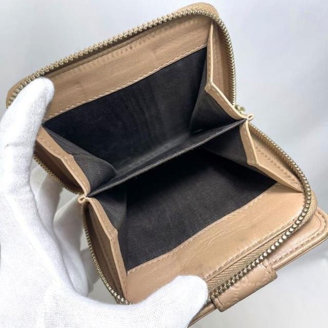 グッチ 二つ折り 財布 ベージュ ゴールド マイクロシマ 449395