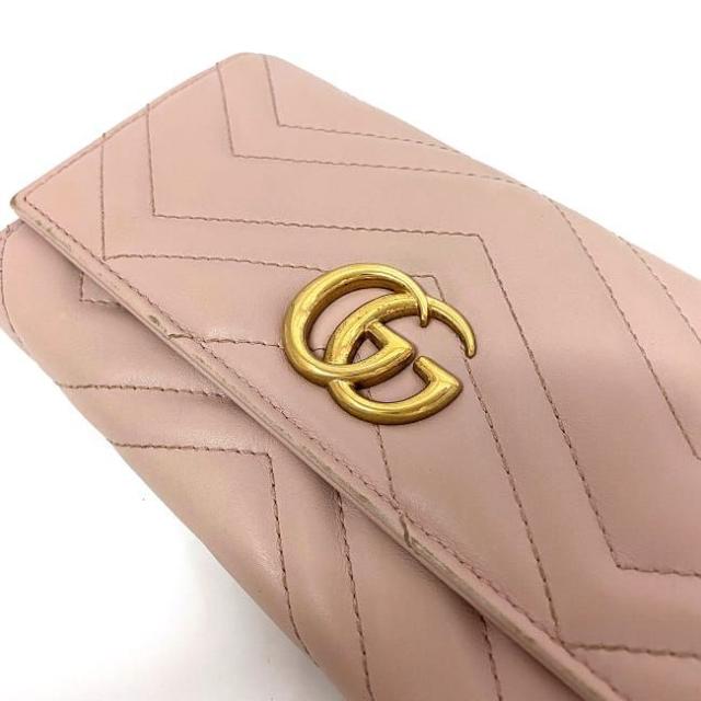 美品✨ グッチ 長財布 フラップ式 シマ レザー GG ゴールド プレート GUCCI グッチ GGロゴ シマ レザー 金メッキ フラップ 長財布