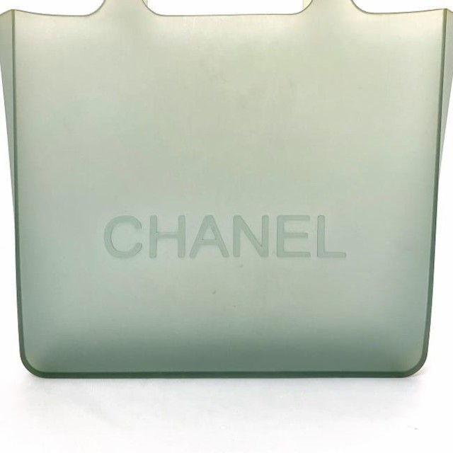 ec-18928シャネル トートバッグ グリーン 美品 ミニ ロゴ ラバー  CHANEL