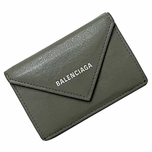 バレンシアガ 三つ折り 財布 ペーパー ミニ ウォレット グレー 391446 美品 レザー 中古 BALENCIAGA コンパクト シンプル ホック  ロゴ 定の通販はau PAY マーケット - フリマハイクラス | au PAY マーケット－通販サイト