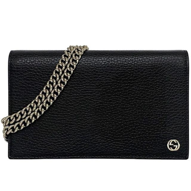 GUCCIチェーンウォレット 長財布クラッチバッグ インターロッキングGG 黒 GUCCIチェーンウォレット 長財布クラッチバッグ インター