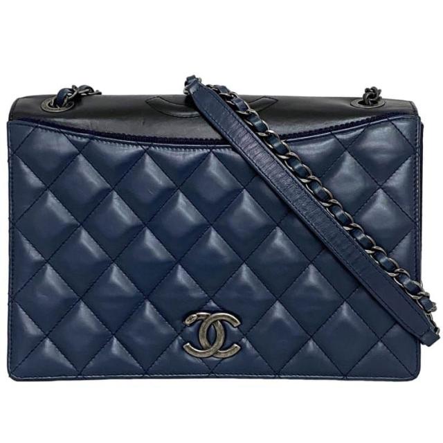鑑定済!!CHANEL ブラックレザー ショルダーバッグ