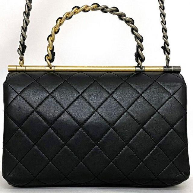 シャネル トップハンドル 2way バッグ ブラック ゴールド