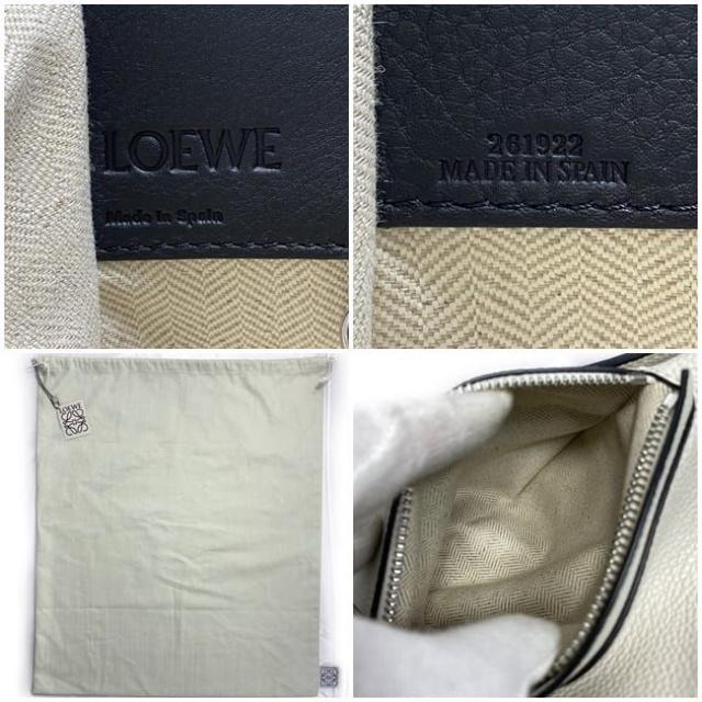 ロエベ ２way バッグ ハンモック スモール ブラウン ブラック ホワイト 387.12PS35 美品 カーフ グレイン レザー 中古 LOEWE ハンドバッグ ショルダーバッグ 茶色 白 黒 定番 人気 レディース お洒落 高級感 上品 カジュアル マチ有 ブランド 本物 鑑定済み