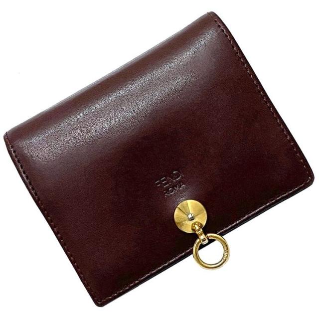 フェンディ 二つ折り 財布 ボルドー ベージュ バイザウェイ