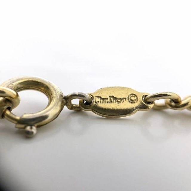 クリスチャン ディオール ロング ネックレス ゴールド 美品 ヴィンテージ GP 中古 Christian Dior CD ジュエリー アクセサリー 長め 金色の通販は