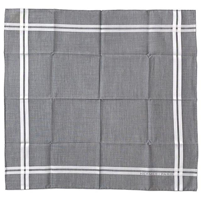 エルメス HERMES ハンカチ コットン100％ クレール グレー ホワイト 161014g50_01.jpg
