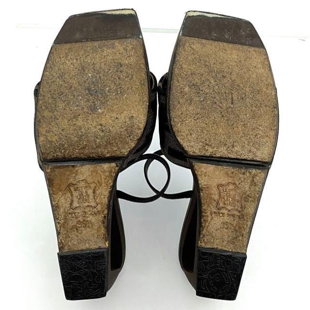 フェンディ サンダル カーキ ブラウン ズッカ ヒール 22.5cm ナイロン レザー 中古 FENDI アパレル レディース FF ロゴ ヴィンテージ レア 通勤 通学 シューズ 靴 女性 レディース 美脚 脚長 革 茶色 シンプル カジュアル お洒落 高級感 ブランド 本物 鑑定済み