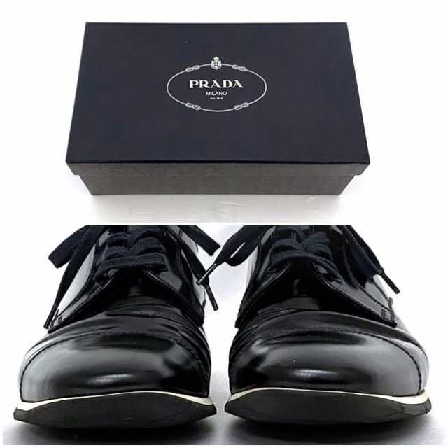 プラダ ビジネスシューズ ブラック スポーツ 491BF065 美品 24.0cm レザー 中古 PRADA ヴィンテージ 革靴 メンズ シューズ ビジネス シン