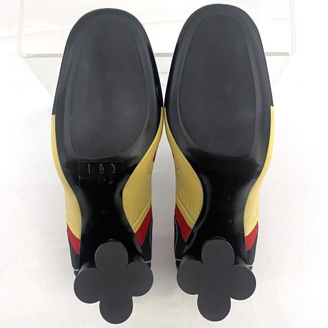 ルイ ヴィトン ローファー ブラック レッド イエロー モノグラム 美品 23.5cm 36 1/2 キャンバス レザー 中古 MA1129 LOUIS VUITTON ビットタッセル マルチカラー ヒール フラワーヒール アパレル 靴 高級感 エレガント 女性 レディース ブランド 本物 鑑定済み