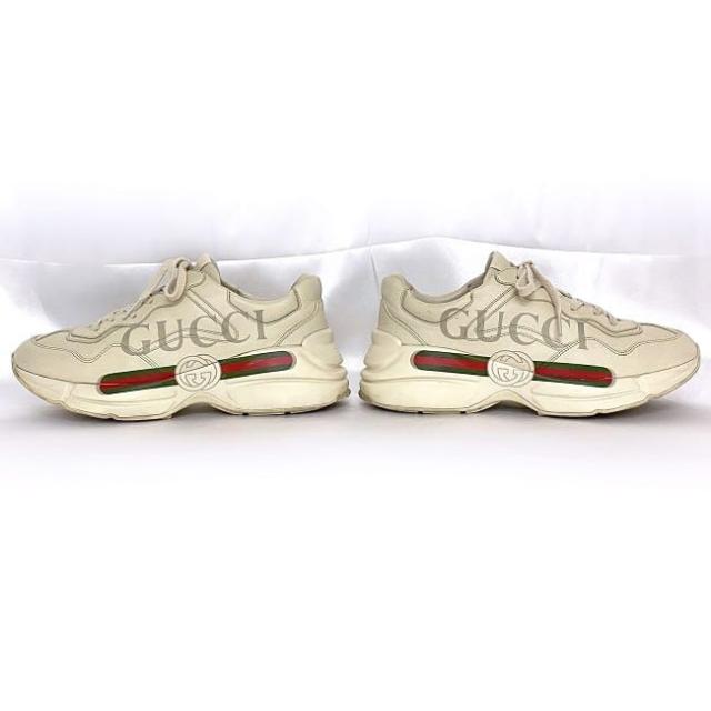 グッチ スニーカー ホワイト シェリー インターロッキング 500877 美品 ヴィンテージ ロゴ レザー 中古 GUCCI GG ロゴ 靴 メンズ 26.5cm 7.5 アパレル カジュアル 高級感 普段使い お洒落 人気 ファッション小物 男性 上品 白 紐 ブランド 本物 鑑定済み