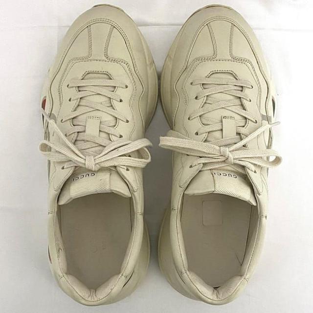 グッチ スニーカー ホワイト シェリー インターロッキング 500877 美品 ヴィンテージ ロゴ レザー 中古 GUCCI GG ロゴ 靴 メンズ 26.5cm 7.5 アパレル カジュアル 高級感 普段使い お洒落 人気 ファッション小物 男性 上品 白 紐 ブランド 本物 鑑定済み